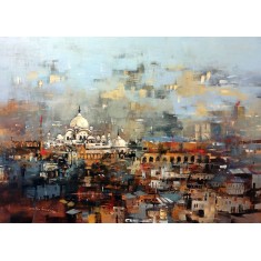 Shan Amrohvi, 30 x 42 inch, Acrylic on Canvas, Cityscape Painting, AC-SA-201